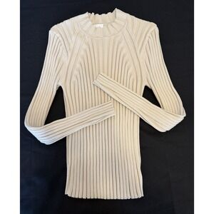 Contour Turtleneck Cabi 4816 Ribbed Fitted Chic Minimalist French Girl Size L